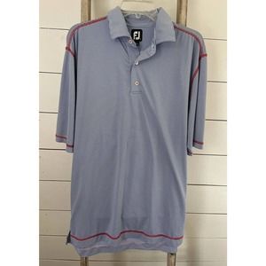 FJ FOOTJOY Men's Blue-White Stripe Lightweight Stretch Golf Polo Shirt Large